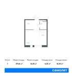 Планировка квартиры студии, 29,46 м2