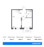 Планировка 2-комнатной квартиры, 37,04 м2