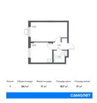 Планировка 1-комнатной квартиры, 34,1 м2