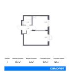 Планировка 1-комнатной квартиры, 33,2 м2