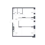 Планировка 3-комнатной квартиры, 57,2 м2