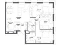 Планировка 4-комнатной квартиры, 91 м2
