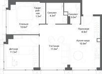 Планировка 3-комнатной квартиры, 61 м2