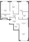 Планировка 4-комнатной квартиры, 83 м2