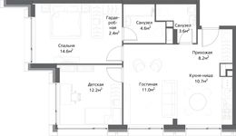 Планировка 3-комнатной квартиры, 67 м2