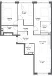 Планировка 4-комнатной квартиры, 82 м2