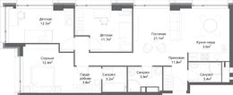 Планировка 4-комнатной квартиры, 87 м2