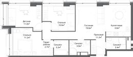 Планировка 4-комнатной квартиры, 80 м2