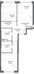 Планировка 3-комнатной квартиры, 56 м2