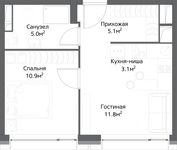 Планировка 2-комнатной квартиры, 35 м2
