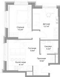 Планировка 3-комнатной квартиры, 53 м2