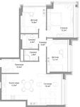 Планировка 4-комнатной квартиры, 91 м2