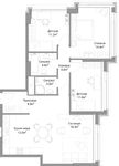 Планировка 4-комнатной квартиры, 89 м2