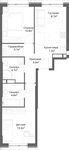 Планировка 3-комнатной квартиры, 56 м2