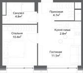 Планировка 2-комнатной квартиры, 34 м2