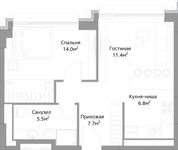 Планировка 2-комнатной квартиры, 45 м2