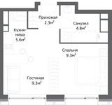 Планировка 2-комнатной квартиры, 31 м2