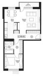 Планировка 2-комнатной квартиры, 60,63 м2
