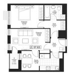 Планировка 2-комнатной квартиры, 57,63 м2
