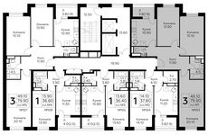 Планировка 3-комнатной квартиры, 79,7 м2