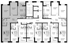 Планировка 3-комнатной квартиры, 80,2 м2