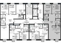 Планировка 3-комнатной квартиры, 64,9 м2