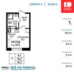 Планировка квартиры студии, 18,2 м2