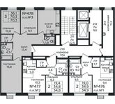 Планировка 3-комнатной квартиры, 70,3 м2
