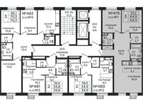 Планировка 3-комнатной квартиры, 64,9 м2