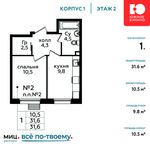 Планировка 1-комнатной квартиры, 31,6 м2