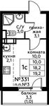 Планировка квартиры студии, 19 м2