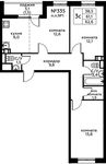 Планировка 3-комнатной квартиры, 62,5 м2