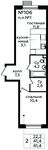 Планировка 2-комнатной квартиры, 41,4 м2