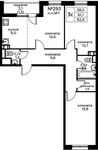 Планировка 3-комнатной квартиры, 62,2 м2