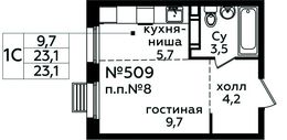 Планировка квартиры студии, 23,2 м2