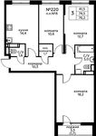 Планировка 3-комнатной квартиры, 75,8 м2