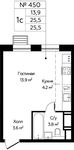 Планировка квартиры студии, 25,5 м2
