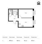 Планировка 1-комнатной квартиры, 40,4 м2