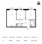 Планировка 2-комнатной квартиры, 59,9 м2