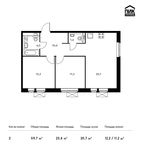 Планировка 2-комнатной квартиры, 59,7 м2