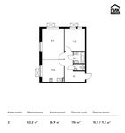Планировка 2-комнатной квартиры, 52,2 м2