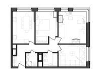 Планировка 3-комнатной квартиры, 73,6 м2