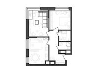 Планировка 2-комнатной квартиры, 60,99 м2