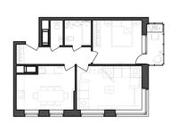 Планировка 2-комнатной квартиры, 56,04 м2