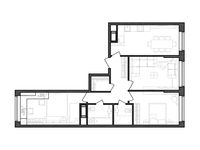 Планировка 3-комнатной квартиры, 80,02 м2