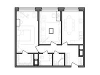 Планировка 2-комнатной квартиры, 67,1 м2