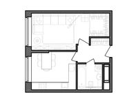 Планировка 1-комнатной квартиры, 36,38 м2