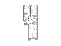 Планировка 3-комнатной квартиры, 70,44 м2