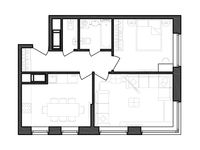 Планировка 2-комнатной квартиры, 54,96 м2