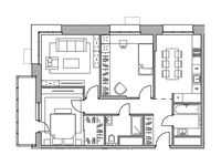 Планировка 3-комнатной квартиры, 75,11 м2